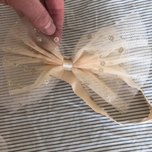BOGO Matching Tutu and headband with bow - champagne with gold dots - Picture 3 of 3